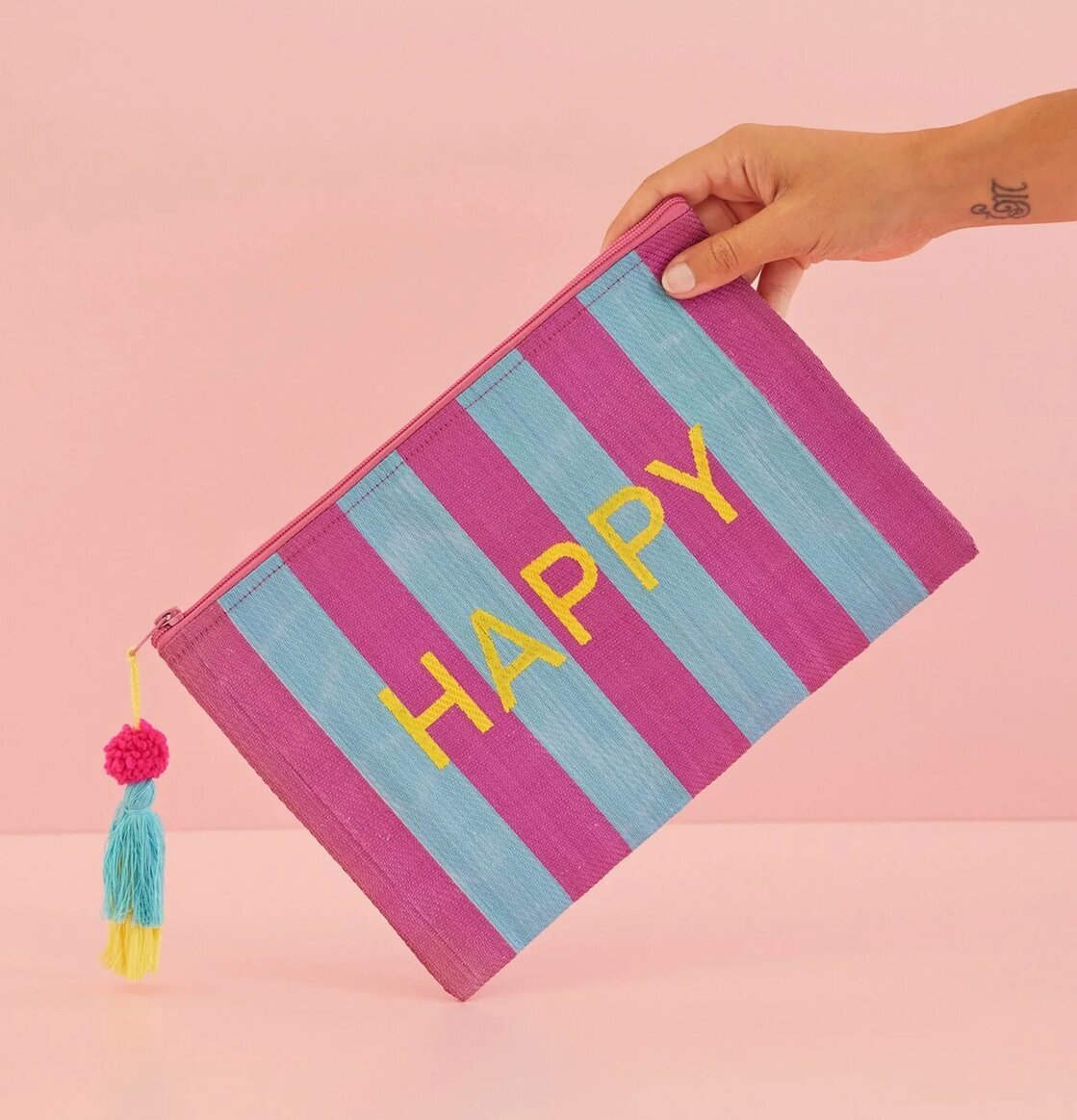 Liten Väska Happy Blå/Lila från Rice med gula detaljer