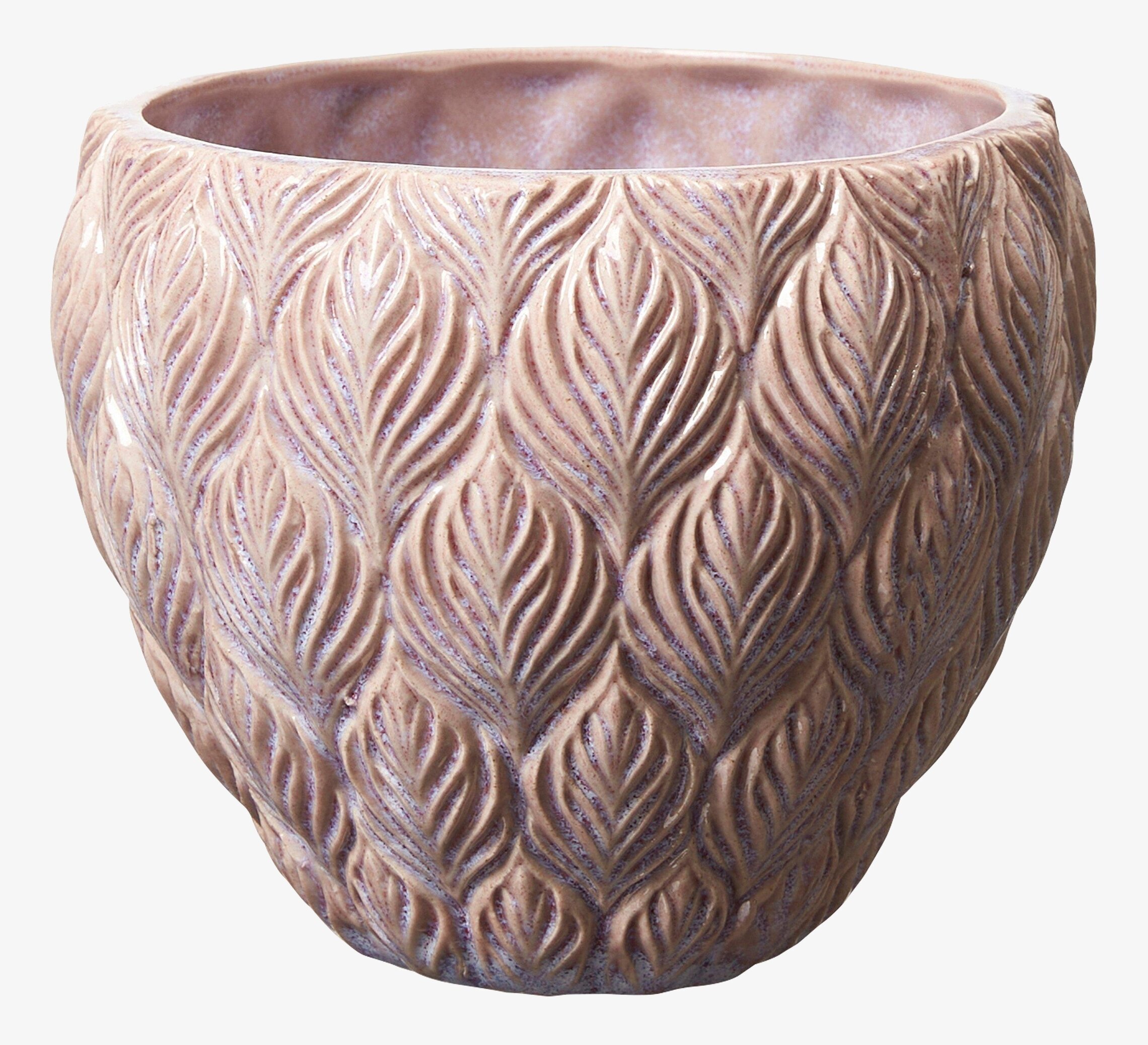 Kruka Rose Rosa från Wikholm Form med lövmönster i rosa