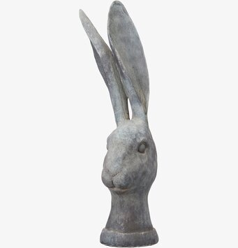 Foto av dekorativt kaninhuvud i gråmelerad design