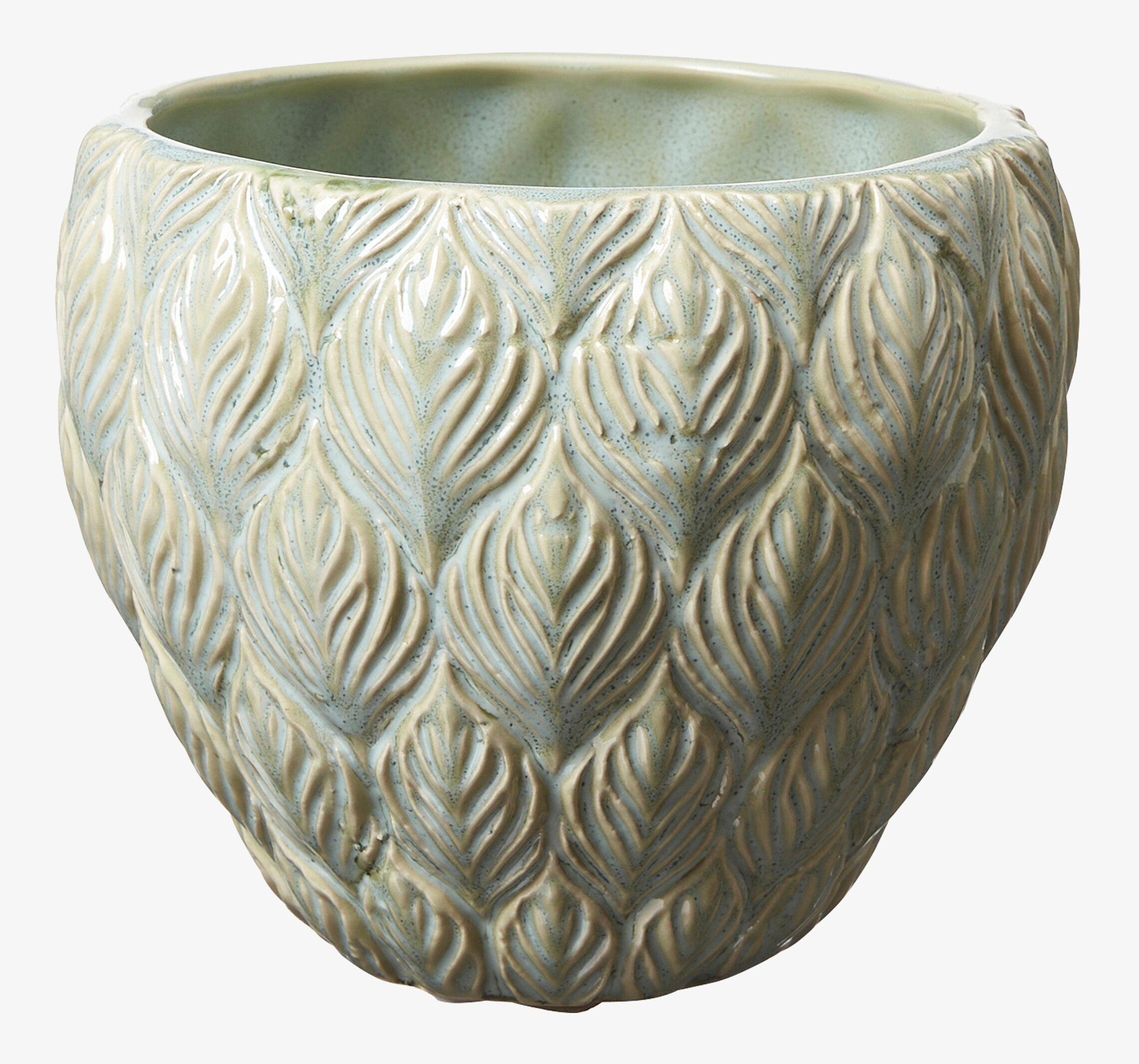 Kruka Rose Ljusgrön från Wikholm Form med lövmönster