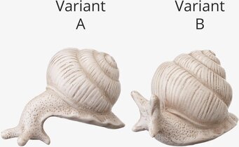 Bild av dekorativa snigelfigurer i offwhite nyans