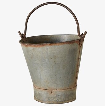 Bild av rustik vintage hink i galvaniserad metall