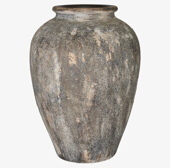 Foto av elegant brunmelerad urna för inomhus och ute