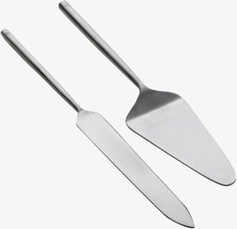 Bild av stilrent set med tårtbestick i rostfritt stål