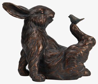 Bild av dekorativ hare med fågel i metallisk stil