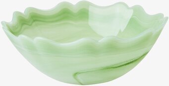 Bild av elegant grön glasskål med böljande kanter