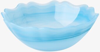 Bild av elegant himmelsblå glasskål med vågig kant