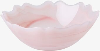 Bild av elegant rosa glasskål med vågformade kanter