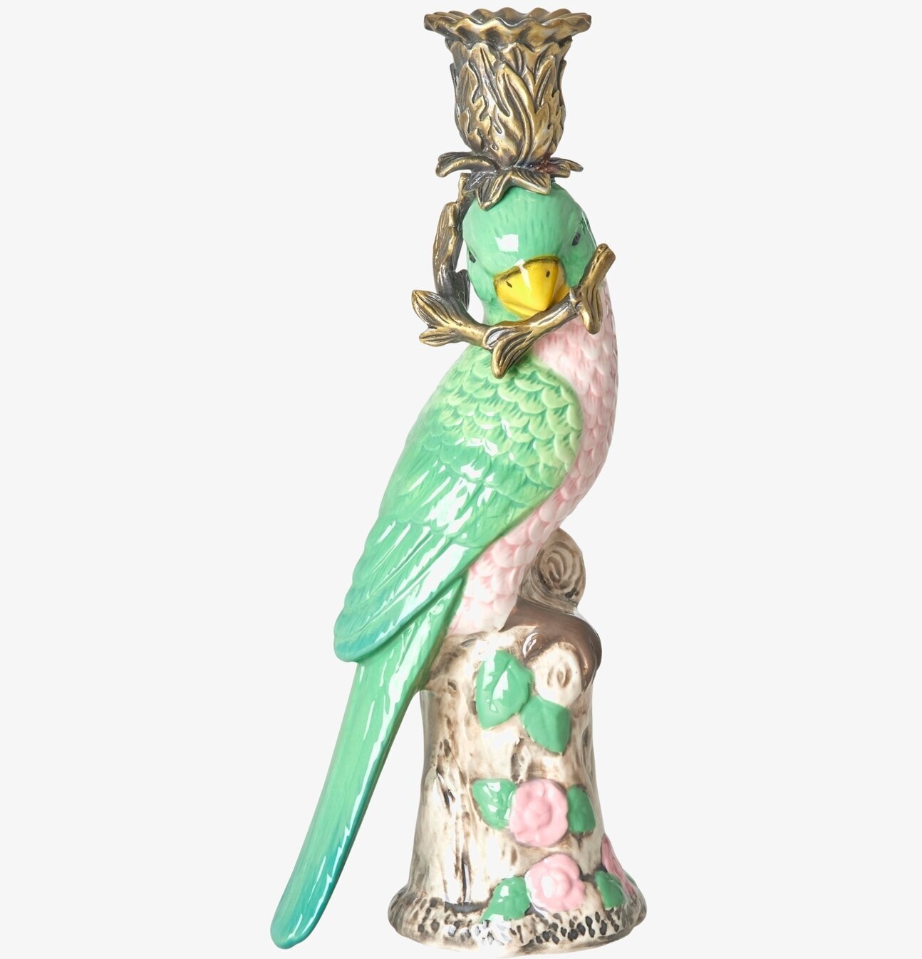 Ljusstake Keramik Fågel Grön från Rice i detaljrik design