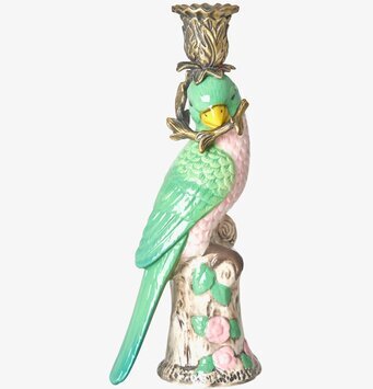 Bild av dekorativ keramikljusstake med fågelmotiv