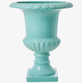 Bild av pokalformad kruka i mintgrönt med detaljer