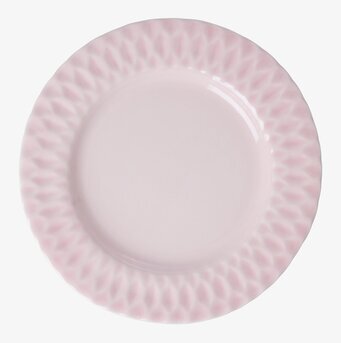 Bild av elegant pastellrosa keramiktallrik med mönster