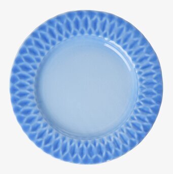 Bild av himmelsblå keramiktallrik med vågmönster