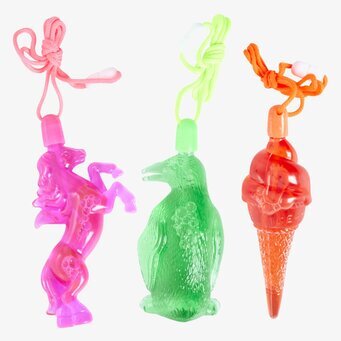 Bild med färgglada såpbubblor i lekfulla figurer