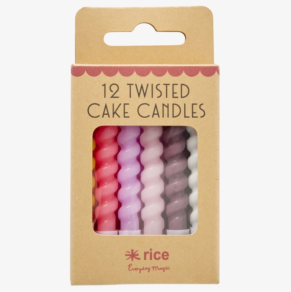 Förpackning med Tårtljus Twisted Pinkish Color från Rice
