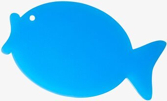 Bild av lekfull fiskformad skärbräda i ljusblå färg