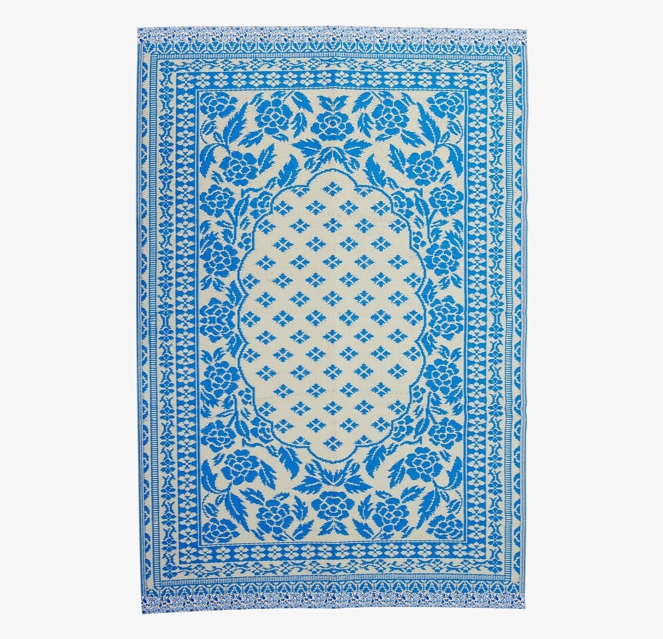 Plastmatta Blue/OffWhite från Rice med geometriskt mönster