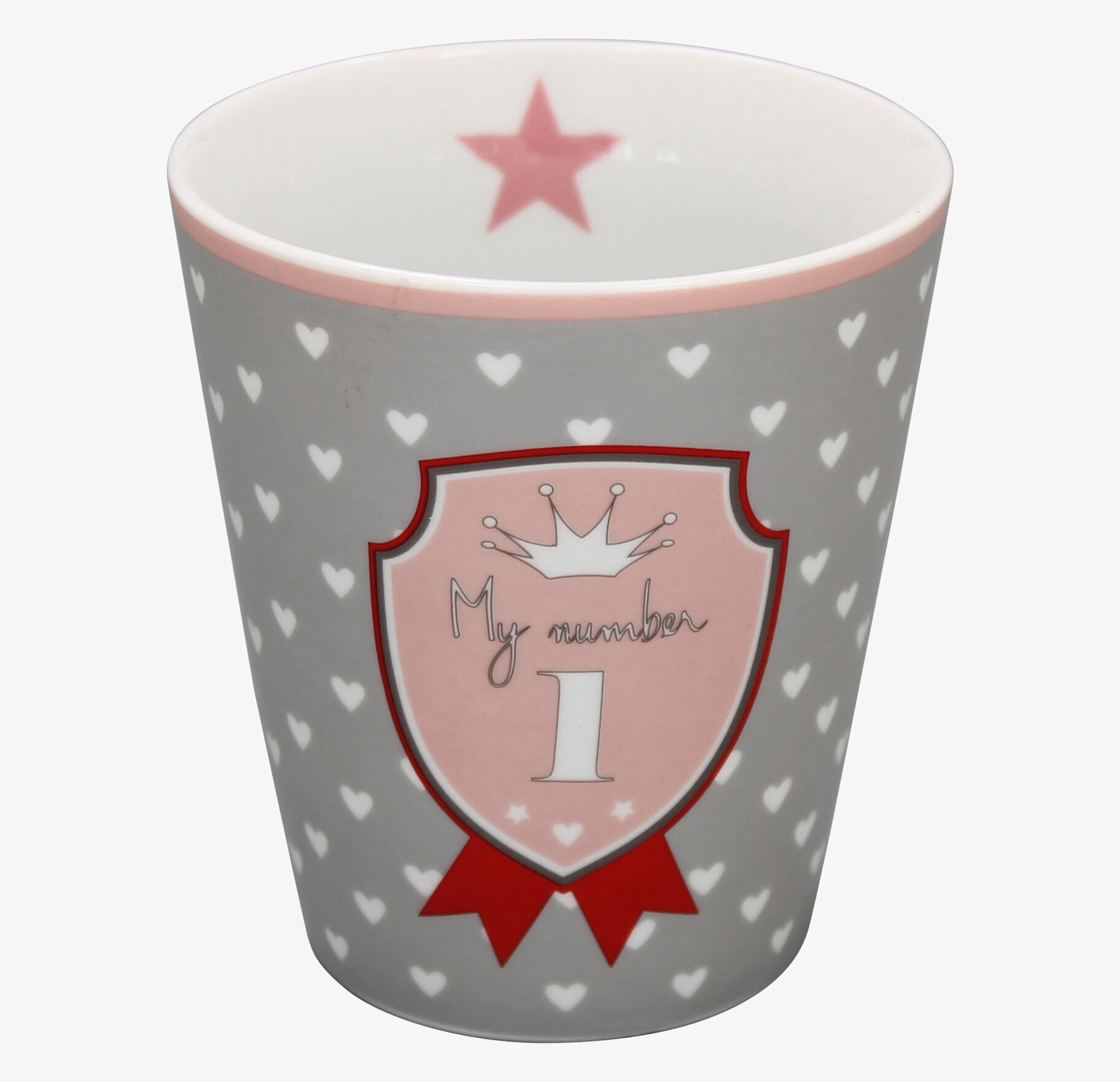 Happy Mugs - My Number One från Krasilnikoff med hjärtdesign