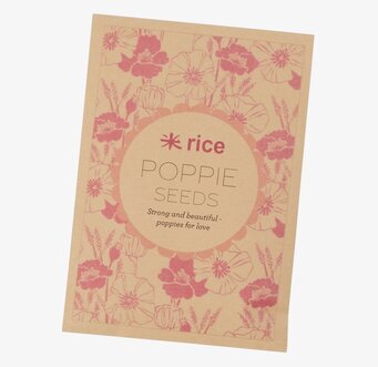 Bild av fröförpackning med harmonisk vallmodesign