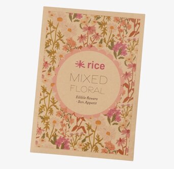 Bild av färgglad förpackning med blomfrön och etikett