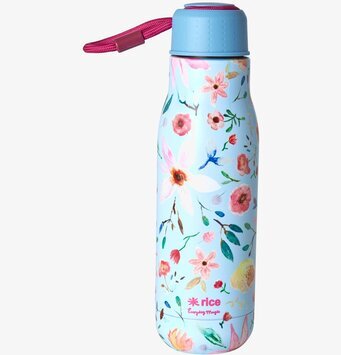 Bild av färgglad termoflaska med blommigt mönster