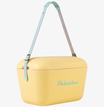 Foto av gul kylväska med stil och funktionalitet