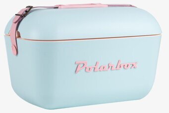 Bild av stilren kylväska i ljusblå och rosa design