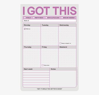 Bild av planeringsplatta med pastellfärger och humor