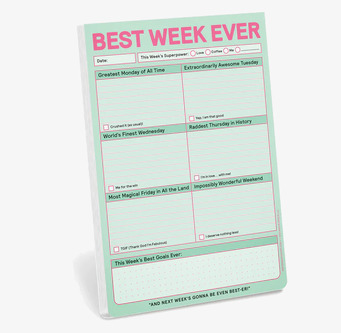 Bild av anteckningsblock för veckoplanering och mål