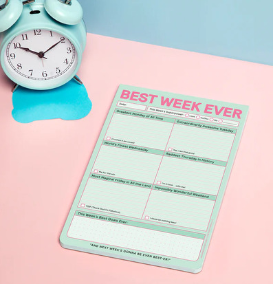 Bild av stilrent och färgstarkt veckoplaneringsblock