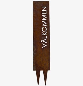 Foto av dekorativ skylt med välkommen i rostig stil