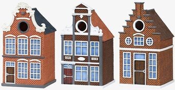 Bild av tre charmiga fågelholkar i holländsk stil