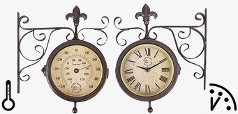 Bild av elegant stationsklocka med termometer