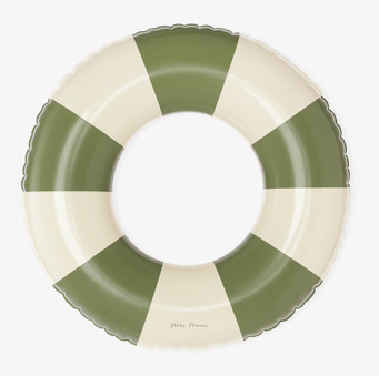 Foto av randig badring i grönt och krämvitt