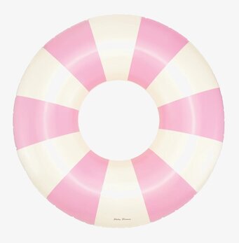 Bild av stilren uppblåsbar badring i rosa och vitt