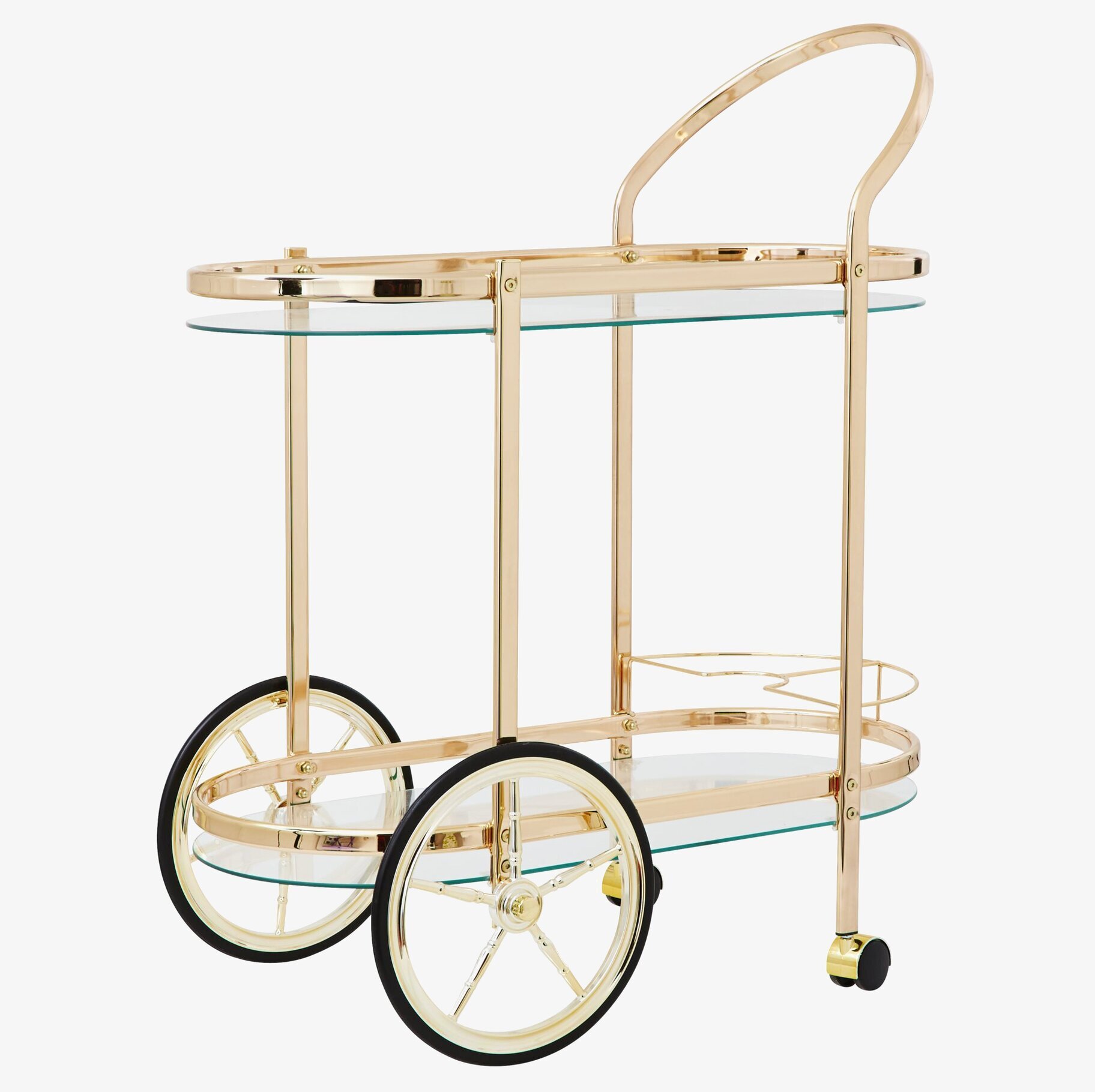 Cocktail Cart Rose Gold från Rice med glashyllor och hjul