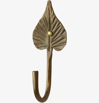 Bild av krok i antik mässing med bladformad design