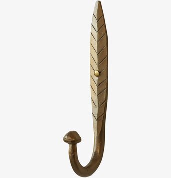 Bild av antik mässingskrok med bladformad design