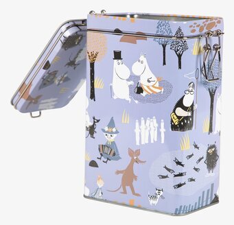 Bild av charmig kaffeburk med Mumin skogsutflykt