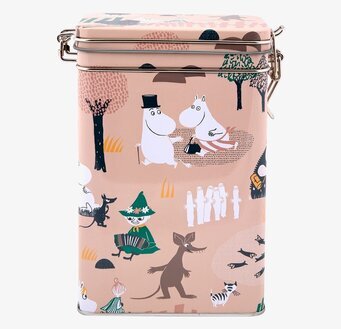 Bild av charmig kaffeburk med Mumin skogsutflykt