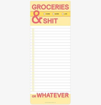 Bild av humoristiskt listblock för vardagsplanering