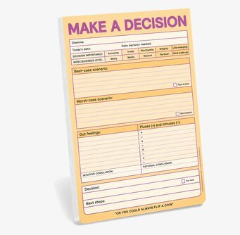 Bild av anteckningsblock för strukturerat beslutsfattande