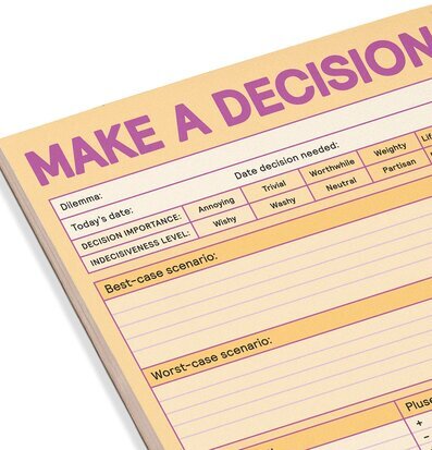 Bild av anteckningsblock för strukturerat beslutsfattande