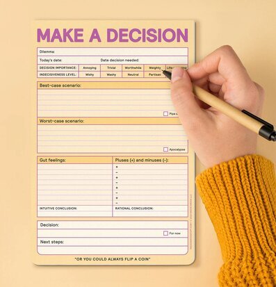 Bild av ett anteckningsblock för beslutsfattande