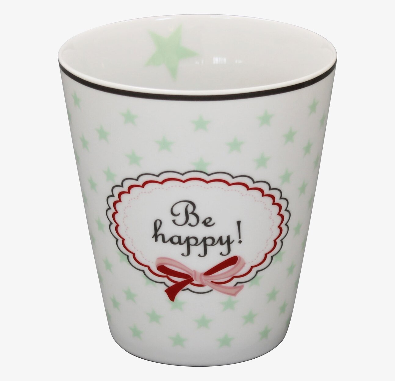 Happy Mugs - Be Happy från Krasilnikoff med gröna stjärnor