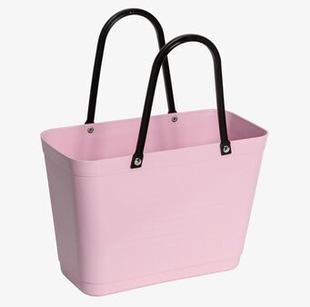 Bild av elegant och praktisk rosa väska med svarta detaljer