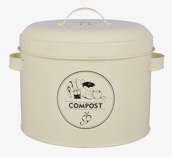 Foto av stilren plåtburk för kompostering i köket