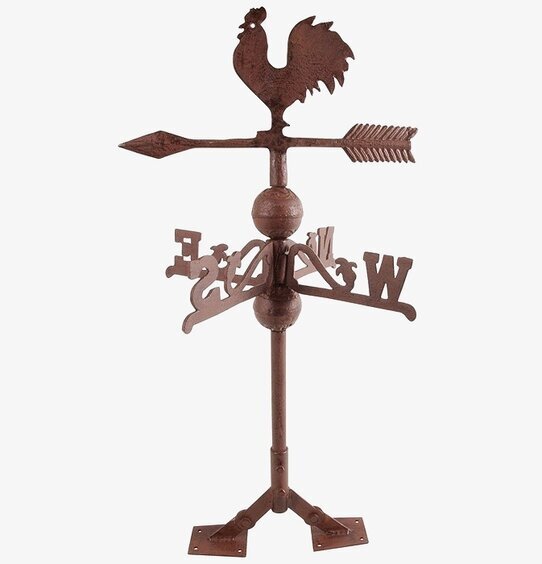 Bild av robust vindflöjel i gjutjärn med tuppmotiv