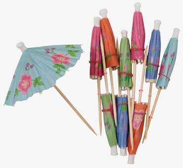 Drinkparasoller 10-pack från Rice i olika färger och mönster