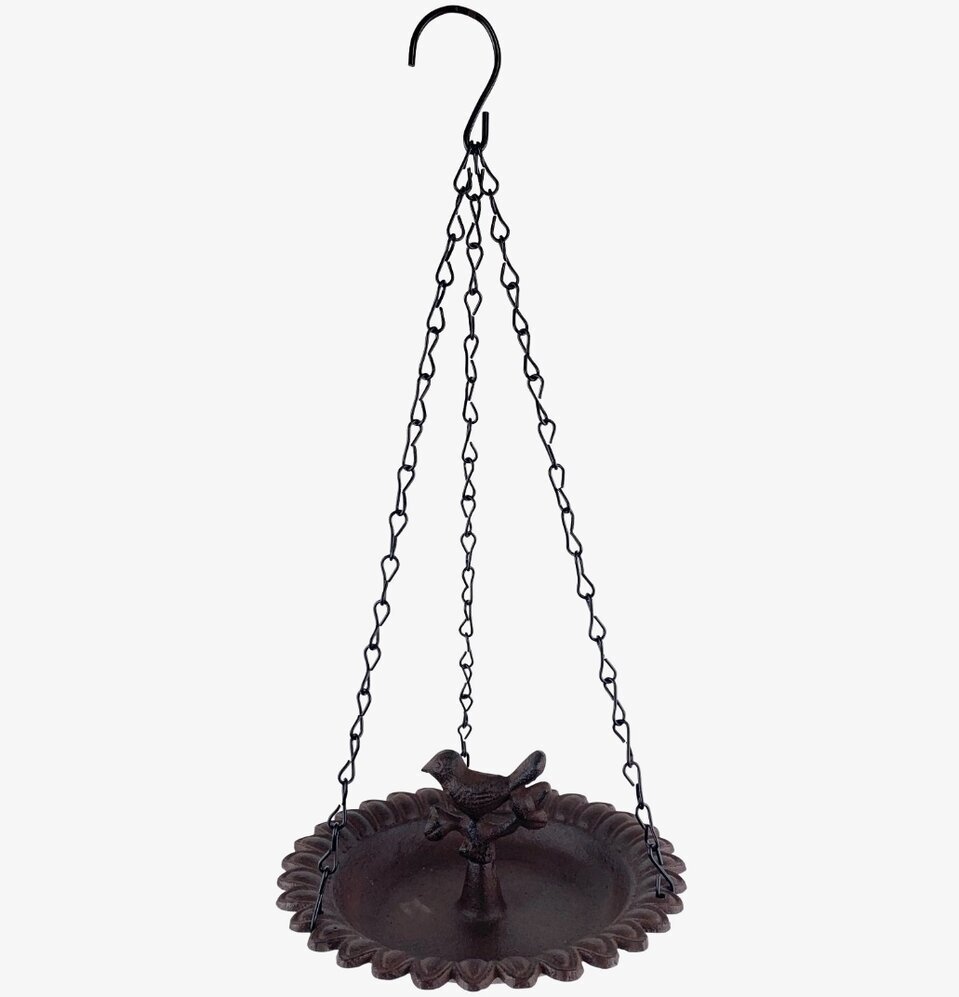 Fågelbad Hängande Brun från Västanvinden i rustik metall